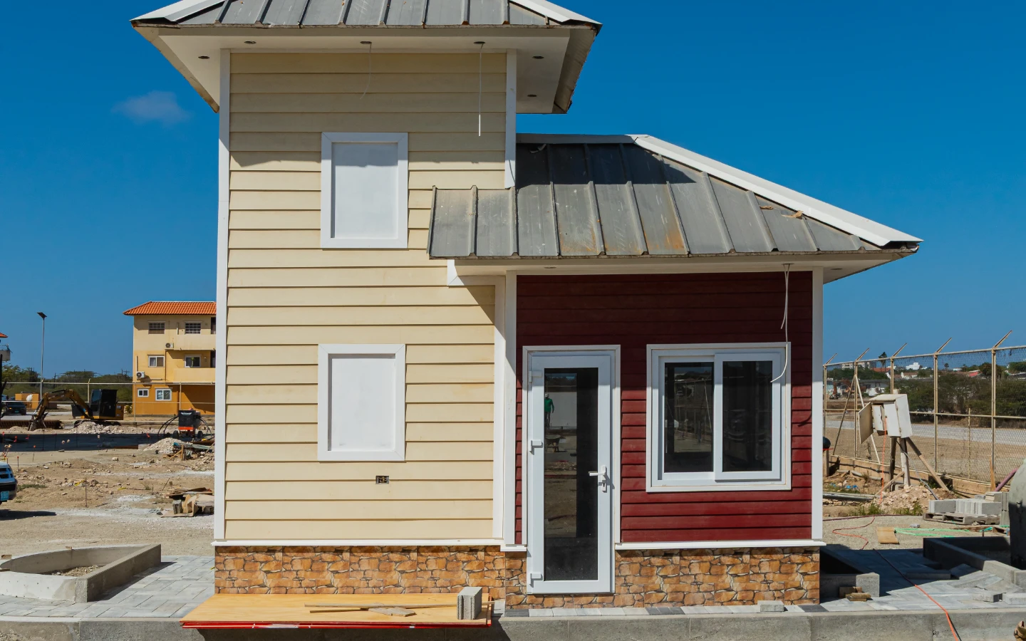 Security Booth at the entrance of Caribbean Town with, nearing completion